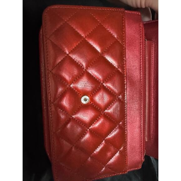 Authentic Chanel Boy Wallet On Chain WOC Metallic Red Leather W COA READ - Picture 10 of 15
